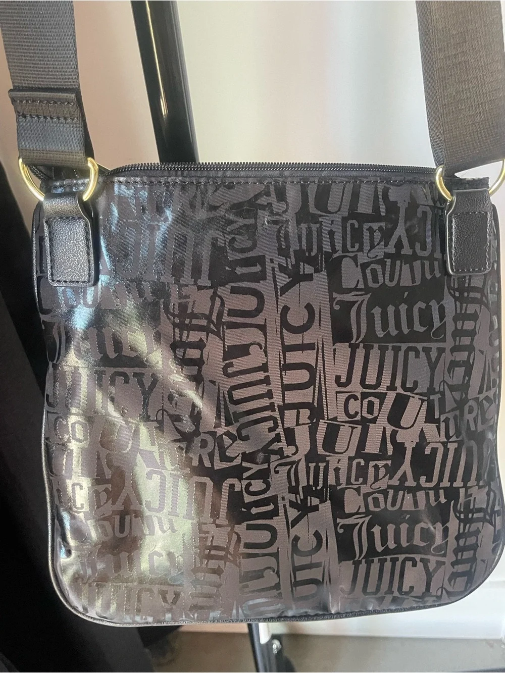 Juicy Couture Black Logo Nylon Crossbody with Gold Hardware - Picture 4 of 6